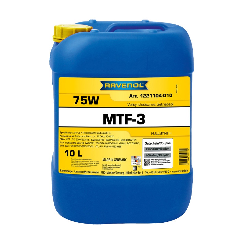 Трансмиссионное масло RAVENOL MTF-3 SAE 75W (10л) фото 1