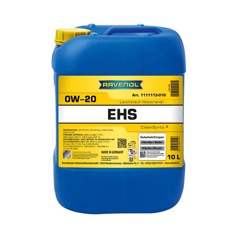 Моторное масло RAVENOL EHS SAE 0W-20 (10л) фото 1