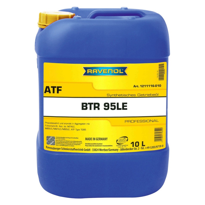 Трансмиссионное масло RAVENOL ATF BTR 95LE (10л) фото 1