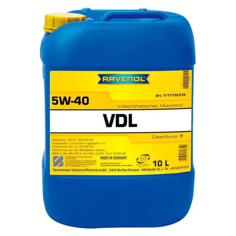 Моторное масло RAVENOL VDL SAE 5W-40 (10л) фото 1