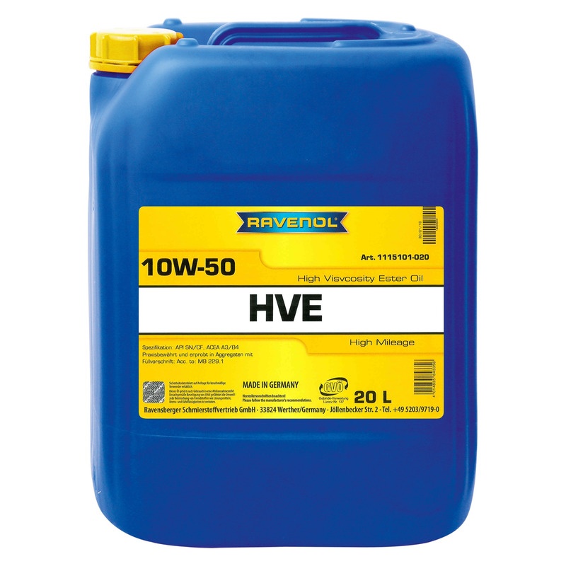 Моторное масло RAVENOL HVE High Viscosity Ester Oil SAE 10W-50 (20л) фото 1