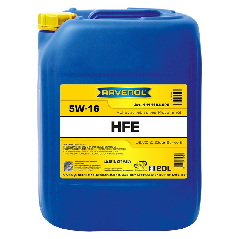 Моторное масло RAVENOL High Fuel Economy HFE SAE 5W-16 (20л) фото 1