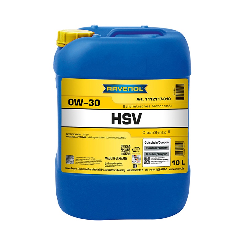 Моторное масло RAVENOL HSV SAE 0W-30 (10л) фото 1