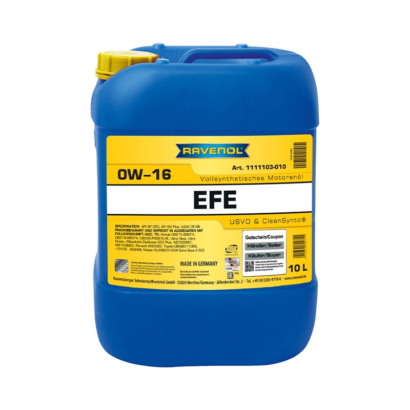Моторное масло RAVENOL EFE Extra Fuel Economy SAE 0W-16 (10л) фото 1