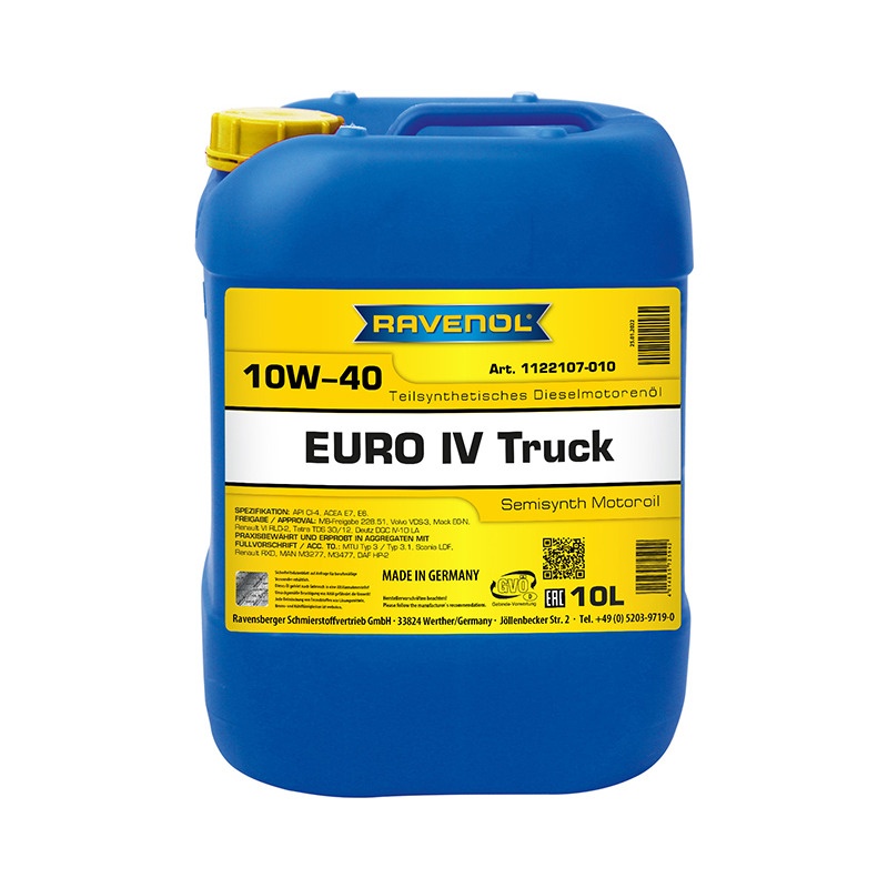 Моторное масло RAVENOL Euro IV Truck  SAE 10W-40 (10л) фото 1